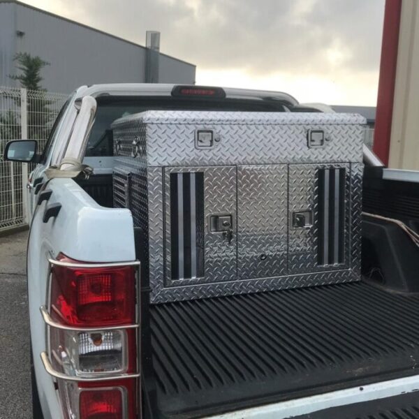 Coffre transport 2 chiens aluminium avec réservoir