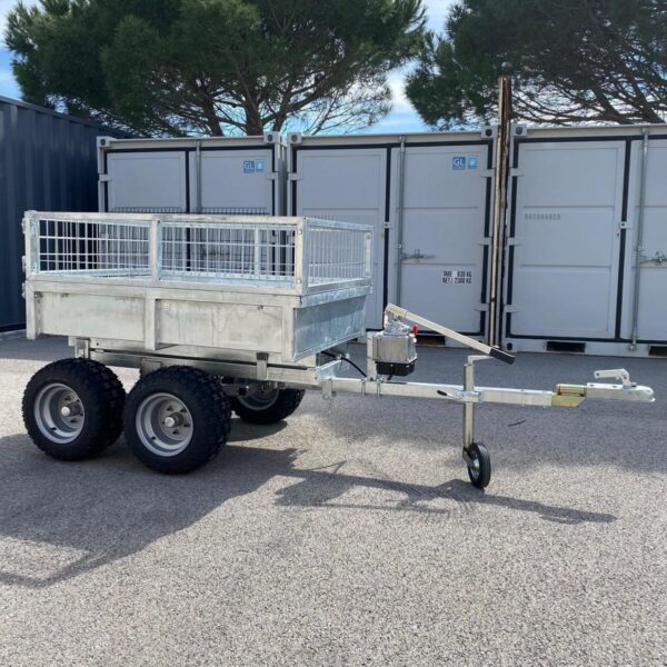 Remorque quad 2 essieux benne hydraulique 900 kg – Livraison & Homo...