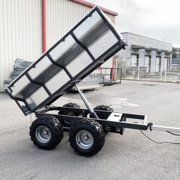 Remorque quad 2 essieux benne électro-hydraulique 1400 kg – Livrais...