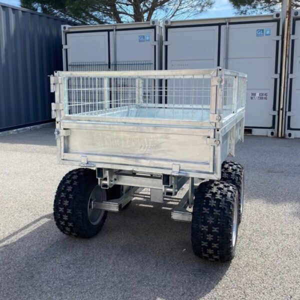 Remorque quad 2 essieux benne hydraulique 900 kg – Livraison & Homo...