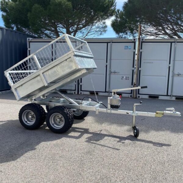 Remorque quad 2 essieux benne hydraulique 900 kg – Livraison & Homo...