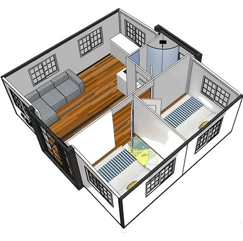Conteneur Mobile – Tiny House avec Deux Chambres et Cuisine modèle ...