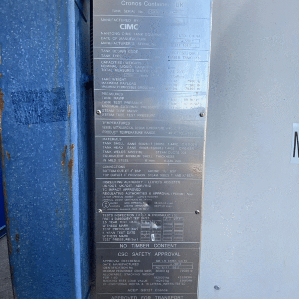 Citerne conteneur 20 pieds doccasion – 3085 | Achat & Livraison Rapide